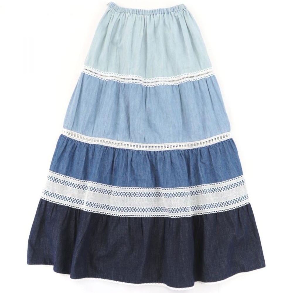 ♥️🌷♥️ Miu Miu lace-trimmed chambray denim skirt, size 40